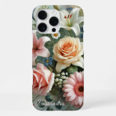 クラシカルで上品なバラの植物画 iPhoneケース (裏面)