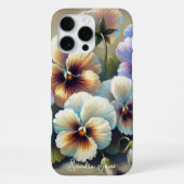 クラシカルで上品なパンジーの植物画 iPhoneケース (裏面)