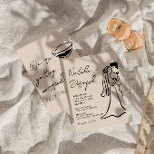 クラシカルで手描きのカップル 高級感のあるレトロな結婚式 招待状