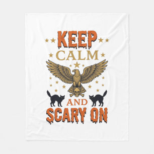 クラシカルなお化けハロウィンベクターイラスト Keep Calm Scary On フリースブランケット