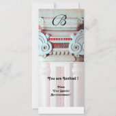 クラシカルなアールヌーヴォーカラムデコ　赤と白のモノグラム 招待状 (裏面)