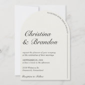 クラシカルなオフホワイトの結婚式招待状（旧家のミニマルデザイン） 招待状 (正面)