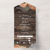 クラシカルなオレンジ色のスパイスオータムローズ ヴィンテージラウェディング オールインワン招待状 (内側)