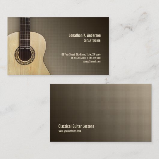 クラシカルなギターのレッスン先生の名刺 名刺 (正面/裏面)