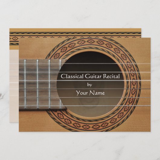 クラシカルなギターの演奏会の招待状 招待状 (正面/裏面)