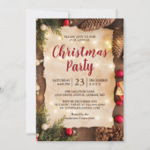 クラシカルなクリスマスの雰囲気が漂うホリデーパーティーのライト 招待状 (正面)