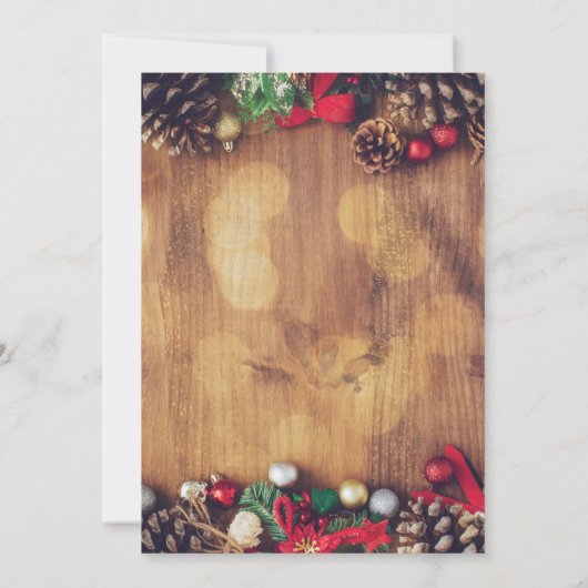 クラシカルなクリスマスの雰囲気が漂うホリデーパーティーのライト 招待状 (裏面)