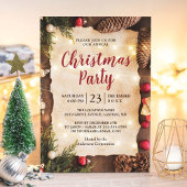 クラシカルなクリスマスの雰囲気が漂うホリデーパーティーのライト 招待状