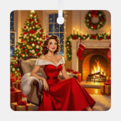 クラシカルなクリスマスの雰囲気 メタルオーナメント (正面)