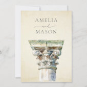 クラシカルなコラムのギリシャ ウェディング  招待状 (裏面)