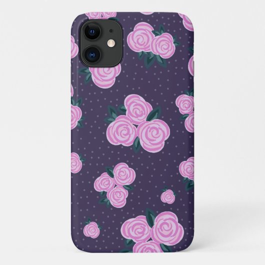 クラシカルなダークパープルの花柄 Case-Mate iPhoneケース (裏面)