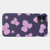 クラシカルなダークパープルの花柄 Case-Mate iPhoneケース (裏面(横))