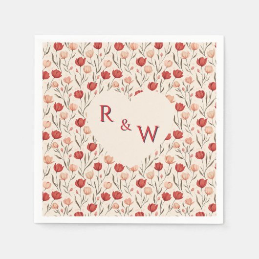 クラシカルなチューリップの伝統的な結婚式のナプキン スタンダードカクテルナプキン (正面)