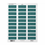 クラシカルなティールカラーの高級ウェディング ラベル (フルシート)