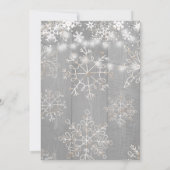 クラシカルなネイビーと雪の結晶が降る冬のベイビーシャワー 招待状 (裏面)