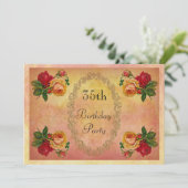 クラシカルなバラの35歳の誕生日 招待状 (スタンド正面)