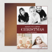 クラシカルなバーガンディーレッドの冬のクリスマスフォトコラージュH シーズンカード (正面/裏面)