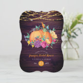 クラシカルなパンプキン ブライダルシャワー 水彩画 秋 招待状 (スタンド正面)