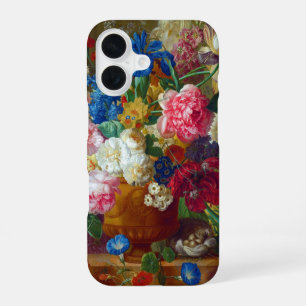 クラシカルなビンテージの花の絵画アート iPhone 16ケース