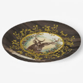 クラシカルなビンテージクリスマス鹿のパーソナライズパーティー ペーパープレート (アングル)