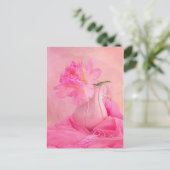 クラシカルなピンクの芍薬のはがき ポストカード (スタンド正面)