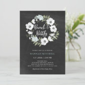 クラシカルなブラックとホワイトの花柄|ブライダルシャワーのためのブランチ&バブル 招待状 (スタンド正面)