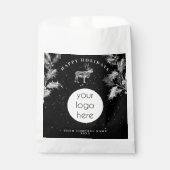 クラシカルなブラックホワイトのホリデービジネスロゴ クリスマス フェイバーバッグ (正面)