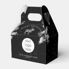 クラシカルなブラックホワイトのホリデービジネスロゴ クリスマス フェイバーボックス