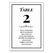 クラシカルなブラック＆ホワイトのウェディング席次表カード テーブルナンバー (裏面)