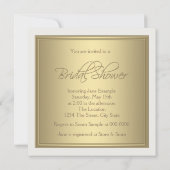 クラシカルなホワイトとゴールドのウェディングシャワー 招待状 (裏面)