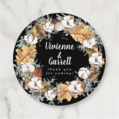 クラシカルなホワイトフラワーのエンゲージメントパーティーお礼メッセージ フェイバータグ (裏面)