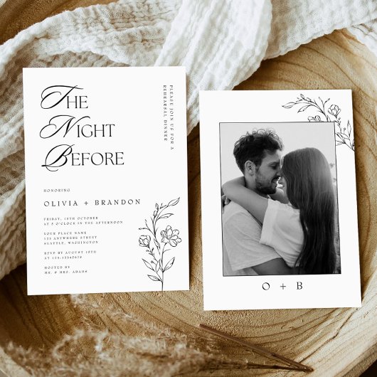 クラシカルなモダン　リハーサルディナー前の夜　写真 招待状