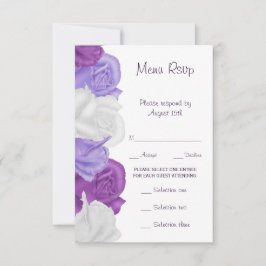 クラシカルなローズの結婚式メニューRSVP 出欠カード