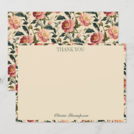 クラシカルなローズベージュの花のウェディングシャワーカスタム サンキューカード