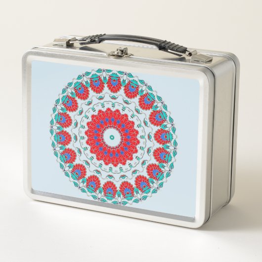 クラシカルなヴィンテージの花の万華鏡のように千変万化するパターンパターン メタルランチボックス (正面)