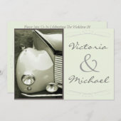 クラシカルなヴィンテージモーター結婚式 招待状 (正面/裏面)