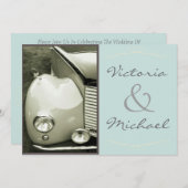クラシカルなヴィンテージモーター結婚式 招待状 (正面/裏面)