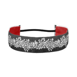 クラシカルなヴィンテージ フラワー エレガント ブラック ホワイト グレー アスレチックヘッドバンド