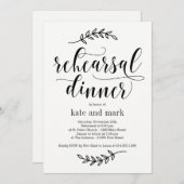 クラシカルな優雅さ　色変更可能　リハーサルディナー 招待状 (正面/裏面)