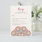 クラシカルな幾何学模様のマンダラパターンウェディング 出欠カード (スタンド正面)