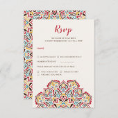 クラシカルな幾何学模様のマンダラパターンウェディング 出欠カード (正面/裏面)