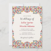 クラシカルな幾何学模様のマンダラパターンウェディング 招待状 (正面)