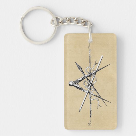 クラシカルな建築の起草用具 キーホルダー (正面)