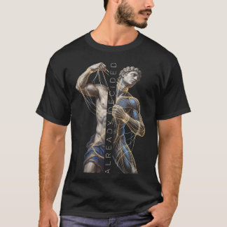 クラシカルな彫像のサイバーパンクワイヤーフレームアート Tシャツ