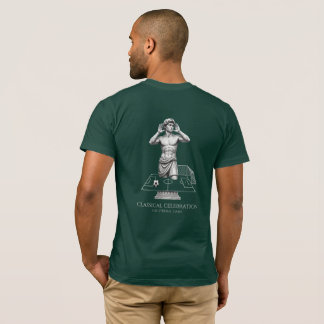 クラシカルな彫像のサッカー祝賀アート Tシャツ