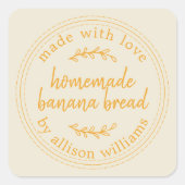 クラシカルな手作りバナナブレッド アンティークホワイトスクエア スクエアシール (正面)