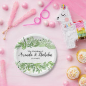 クラシカルな水彩画のワイルド メドウの緑の結婚式 ペーパープレート (パーティー)