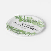 クラシカルな水彩画のワイルド メドウの緑の結婚式 ペーパープレート (アングル)