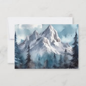 クラシカルな水彩画風の山々と森林のウィンターウェディング 出欠カード (裏面)