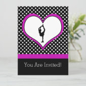 クラシカルな水玉模様のピンクハート フィギュアスケート 招待状 (スタンド正面)